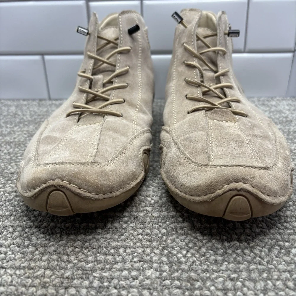 Clohoo Mens Beige Leather High Top Shoes Size 13 US‎ 48 Euro Ankle Casual Shoes